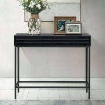 Casimo 35.43 in. Midnight Oak Rectangular Engineer Wood Console Table