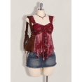 thumbnail image 6 of Burgundy Floral Print Asymmetrical Hem Tie-Front Peplum Tank Top For Women, 6 of 8