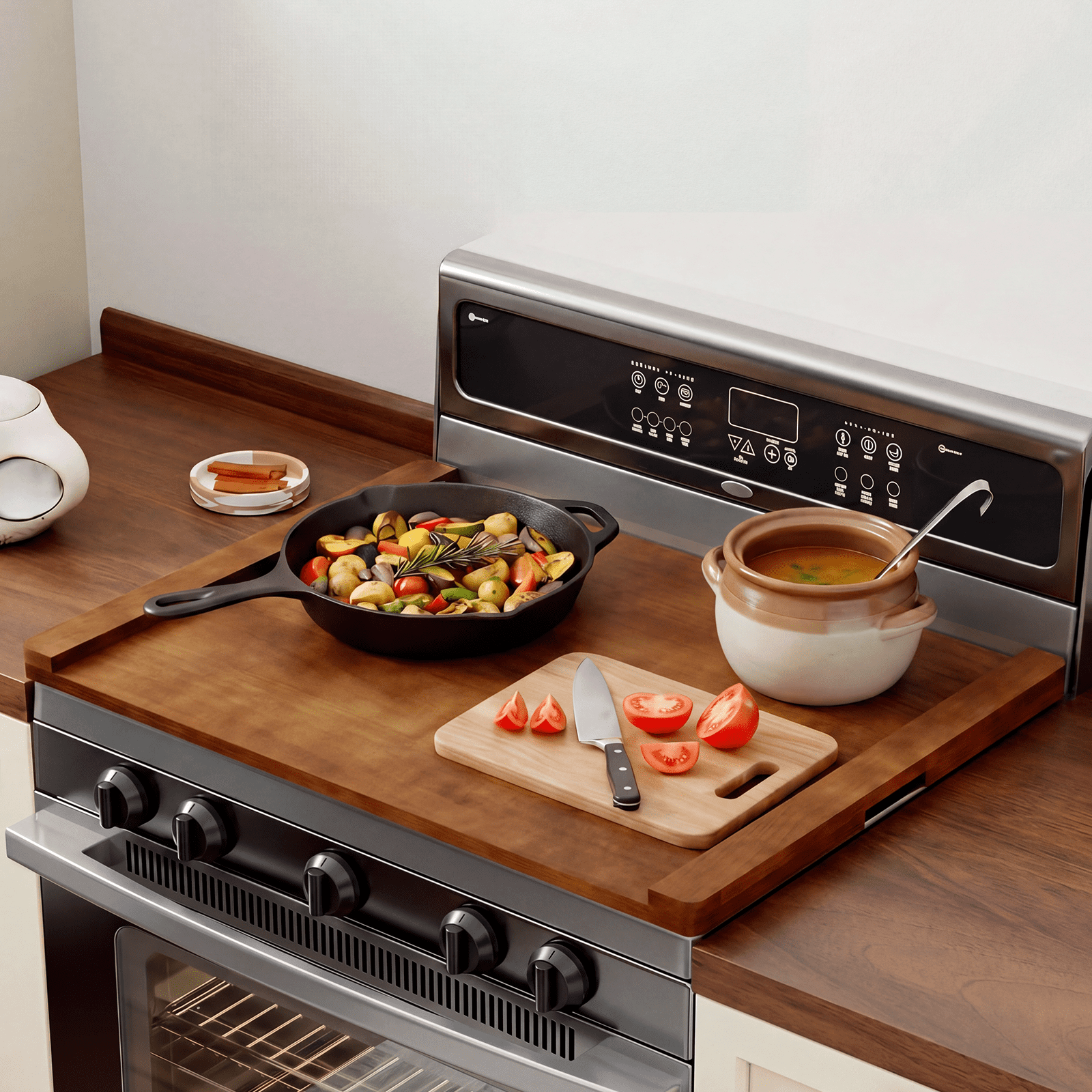 HAIDAIYA Noodle Board Stove Cover, Stove Top Covers for Electric 30"L X 22"W, Stove Top Covers for Gas Burners, Sink Cover for Counter Space, Durable Easy Clean Countertop, Wood Color