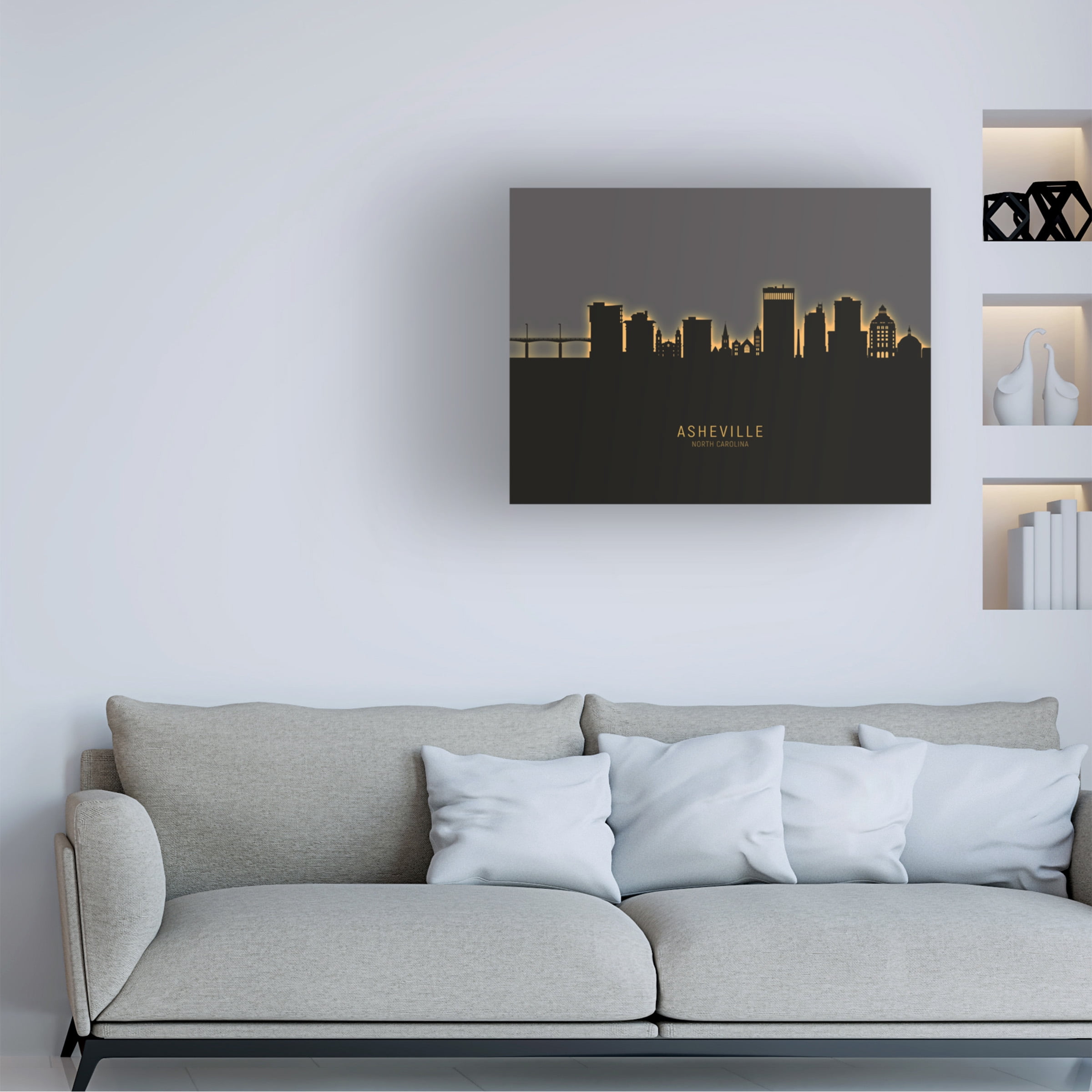 Michael Tompsett 'Asheville North Carolina Skyline Glow II' Canvas Art