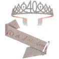 thumbnail image 1 of 40th Birthday Sa And Tiara For Women, Rose Gold Birthday Sa Crown 40 & Fabulous Sa And Tiara For Women,(wanan), 1 of 2