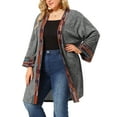 thumbnail image 5 of Agnes Orinda Women's Plus Size Fall Kimono Boho Open Front Midi Cardigan, 5 of 7