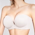 thumbnail image 2 of iHPH7 Front Closure Strapless Bras for Women Push Up Bra Non Slip Wireless Supportive Padded Bras Seamless Tube Comfortable Bra Beige L, 2 of 9