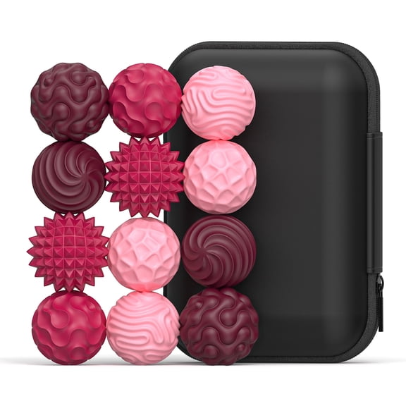 12 Pack Magnetic Silicone Stress Relief Fidget Balls, Silent Desk Sensory Toys for Adults & Teens Office Classroom Use, Pink