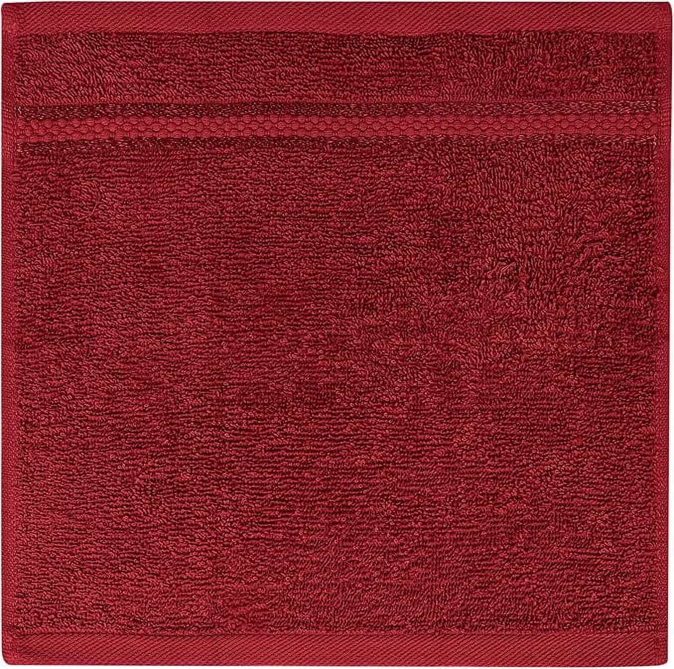 Dewall Maisons Burgundy 18-Piece Plush Cotton Towel Set, Ultra-Absorbent & Soft- Perfect for Modern Bathrooms - Includes 4 Bath Towels, 6 Hand Towels, 8 Washcloths – for Body, Face & Hands