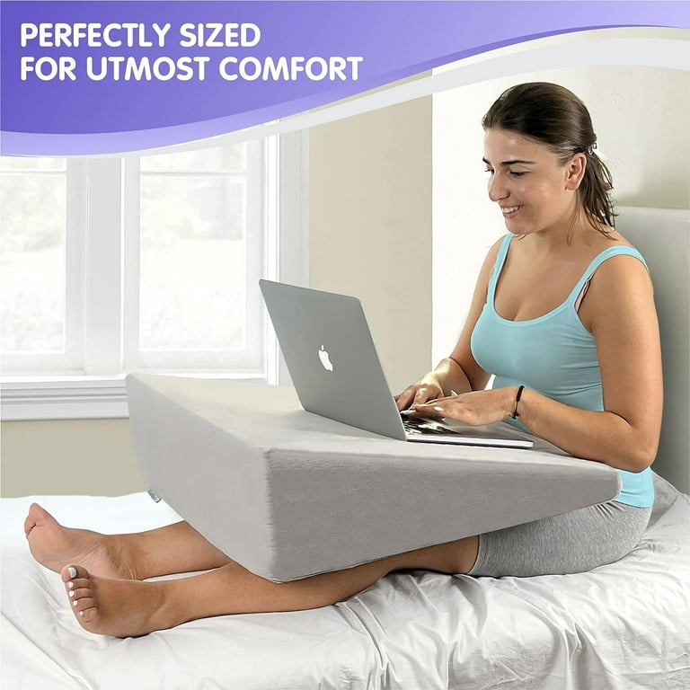 Bed Wedge Pillow – 2 Separate Memory Foam Incline Cushions, System for  Legs, Knees and Back Support Pillow  Acid Reflux, Anti Snoring, Heartburn,  Reading – Machine Washable, Grey Grey 23.6x23.6x12, 18.7x23.6x7.7