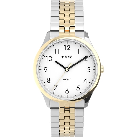 Timex Women's Modern Easy Reader Two-Tone/White 32mm Casual Watch, Expansion Band