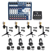 Soundcraft 4-Person Podcast Podcasting Recording Kit w/Mics+Headphones+Tripods