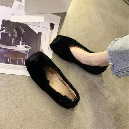 

Women‘s Furry Flat Slip On Shoes Comfortable Non Slip Thermal Lightweight Shoes Women‘s Footwear