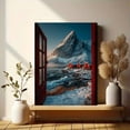 thumbnail image 6 of Norway Red House Window Canvas Wall Art, Lofoten Snow Mountain Print, Ready to Hang Home Decor, 6 of 8