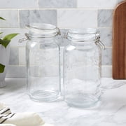 Mason Craft Craft and More, 2 Liter Large Square Glass Clamp Jar, Set of 2