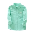 thumbnail image 4 of UACY Boys Girls Dress Shirt Long Sleeve Button Down Shirts Teen School Tops Kids Plain Blouse Lapel Solid Formal Tee (Green, 18-24 Months), 4 of 9