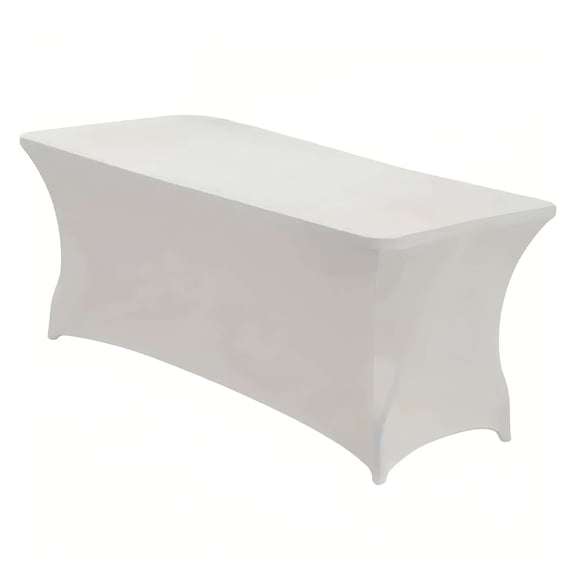 White Stretch Fitted Table Cover, 71.7", by Way To Celebrate