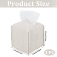thumbnail image 2 of Woven PU Leather Tissue Box Cover Napkin Holder Square Facial Paper Case Organizer Beige Decorative Tissue Cube Box Dispenser, 2 of 7