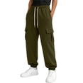 thumbnail image 2 of Hvarlaun Boys Cargo Sweatpants Stretch Jogger Pants with Pockets, Elastic Waist Drawstring Back to School Casual Athletic Pants, Sizes 5-15 Years, 2 of 9