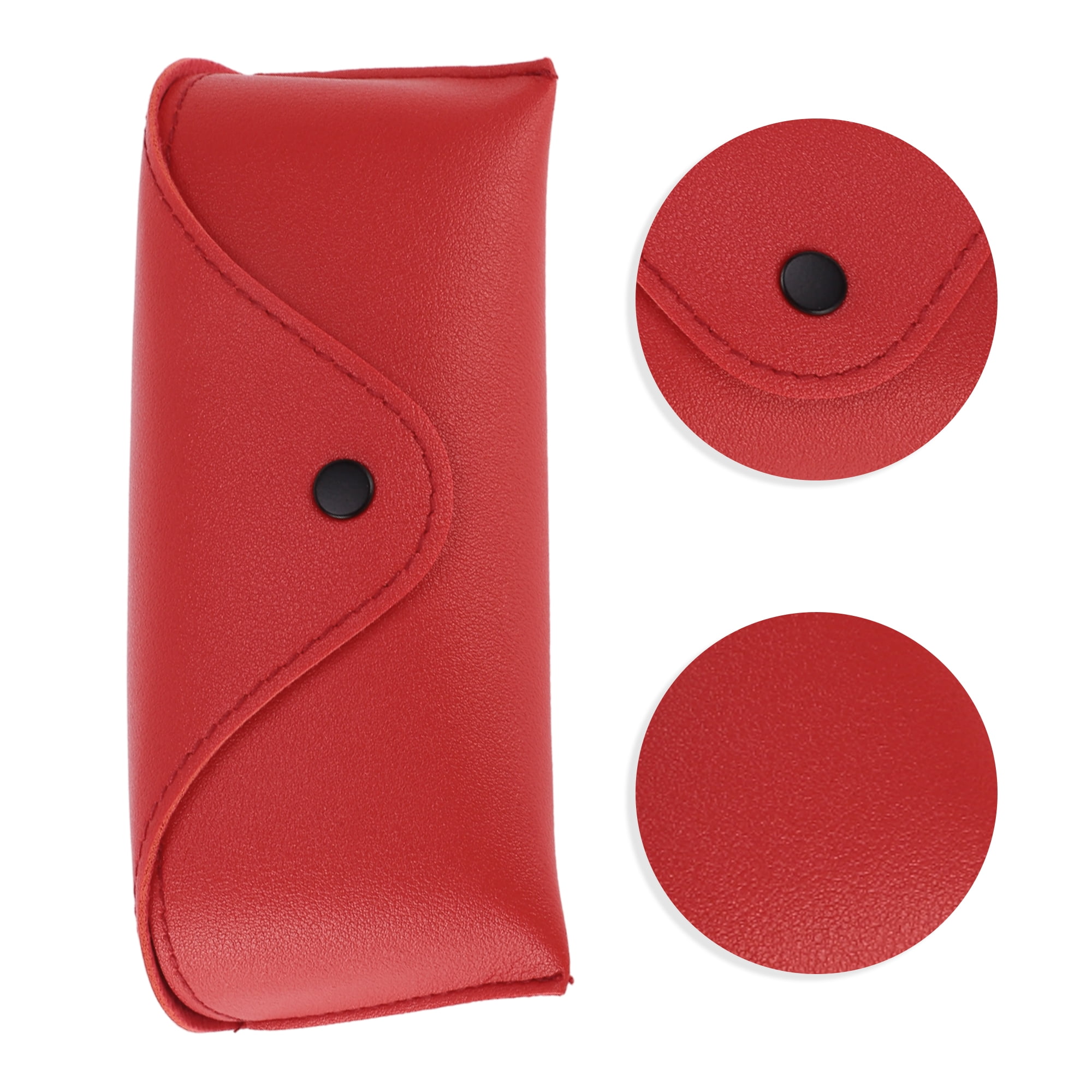 Unique Bargains Snap Button Eyeglasses Case Portable Eyeglasses Storage Red