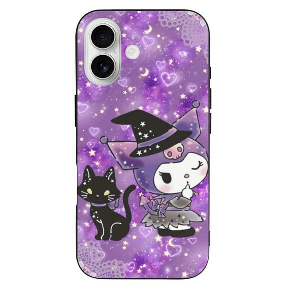 Sanrio Kuromi Compatible with iPhone 16 Case Full Covered Soft Slim Rugged TPU Phone Case Shockproof Non-Slip Anti-Fingerprint Basic Cases Protection