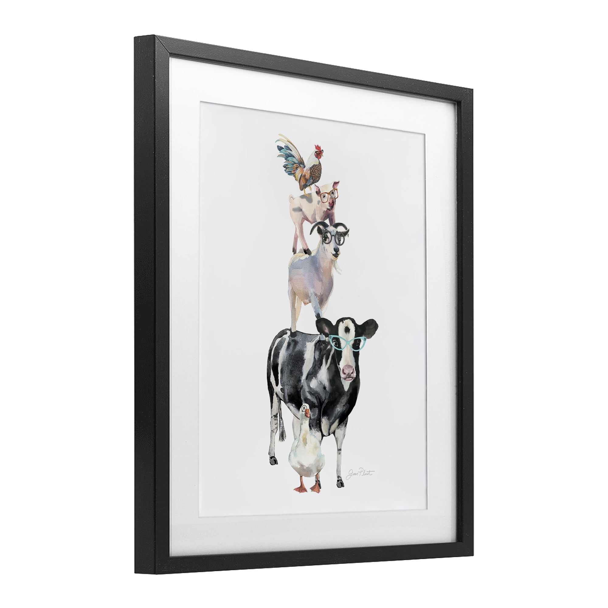 Farm Animal Family Black Framed Print Under Glass, design by Jean Plout