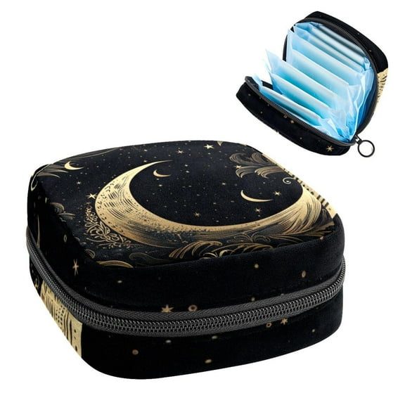 Crescent Sign Sanitary Napkin Bag Pad Bag Small Canvas Pouch Sanitary Napkin Receptacle Bags 4.7x6.6x6.6 in - Velvet, Sponge