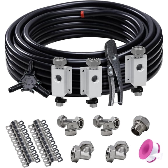 Shop Air Line Kit, 3/4"x100ft HDPE-Aluminum Air Line with 37pcs Air Line Fittings Kit, Compressed Air Line Kit Compatible with Rapid Air System, Air Line Kit for Garage/Workshop Brand: AXILYZE