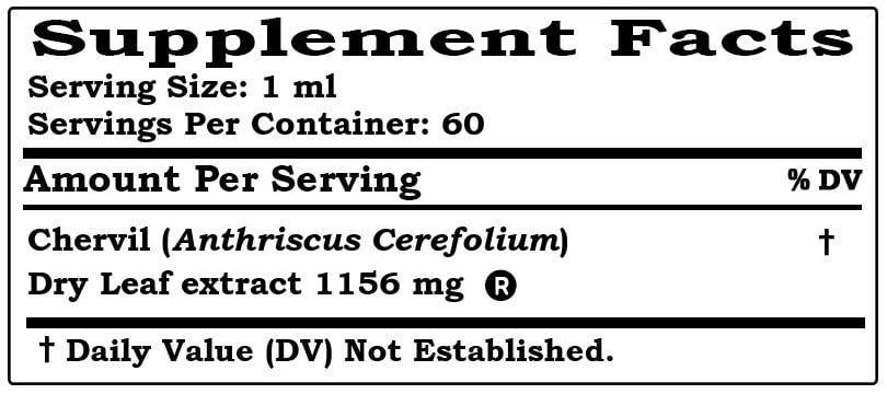 Chervil (Anthriscus Cerefolium) Dry Leaf ALCOHOL-FREE Liquid Extract. Expertly Extracted by Trusted HawaiiPharm Brand. Absolutely Natural. Proudly made in USA. Glycerite 2 Fl.Oz