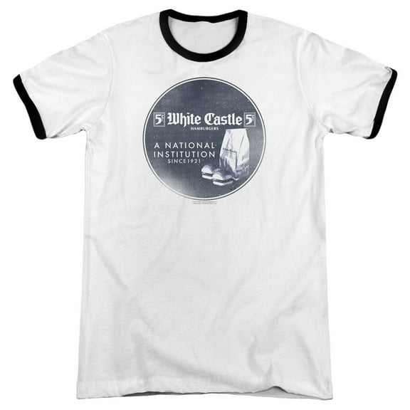 White Castle National Institution Adult Ringer T-Shirt White Black