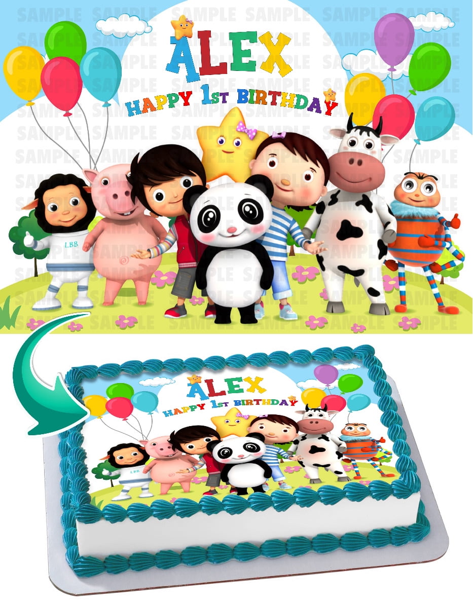 Unofficial Little Baby Bum Birthday cake topper in pick,display 