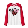 thumbnail image 6 of Kids Long Sleeve Tops Valentines Day Gifts Boys Girls Crewneck Raglan Shirt Love Heart Print Spring Casual Tees (9-10 Years, Red #A), 6 of 6