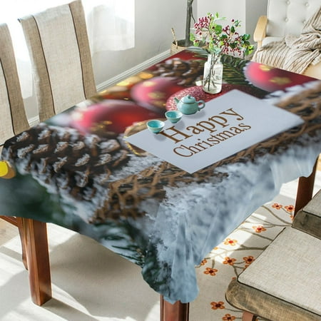 

BZSMCE Square Tablecloth Happy Christmas Nature Pattern Tableclothes