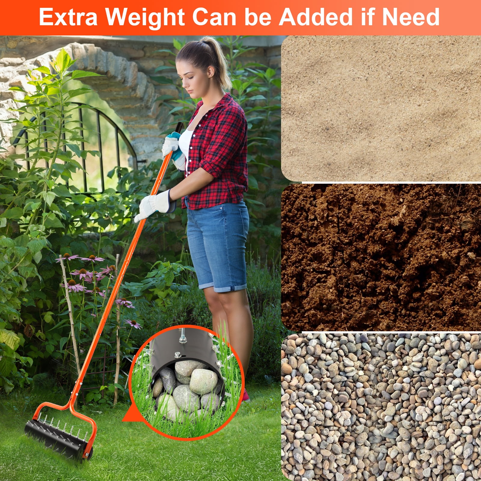 SANCAT 18.9 in Rolling Lawn Aerator
