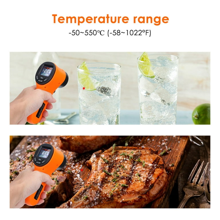 Visland Infrared Thermometer Non-Contact Digital Temperature Gun with LCD  Screen for Cooking, Reptiles, Pizza Oven , 58℉ to 1022℉ (-50℃ to 550℃) 