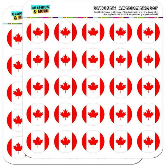 Canada National Country Flag 50 1" Planner Calendar Scrapbooking Crafting Stickers