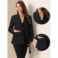 thumbnail image 2 of DARING DIVA Women's Belted Lapel Long Sleeve Work Office Wrap Blazer Jacket XL Black, 2 of 6