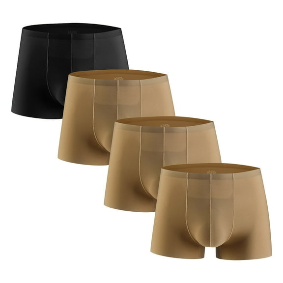 VgaVtl 4 PC Boxers for Men Big Ice Silk Panties for Men Plain Athletic Seamless Boxer Briefs Underpants,Black XXL