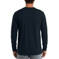 thumbnail image 4 of LNZGNM Blue Long Sleeve T Shirts for Men Casual Big and Tall Crew Neck Shirts Solid Plain Cotton Blend Tshirt Lightweight Loose Fit Pullover Shirts, Navy L, 4 of 9