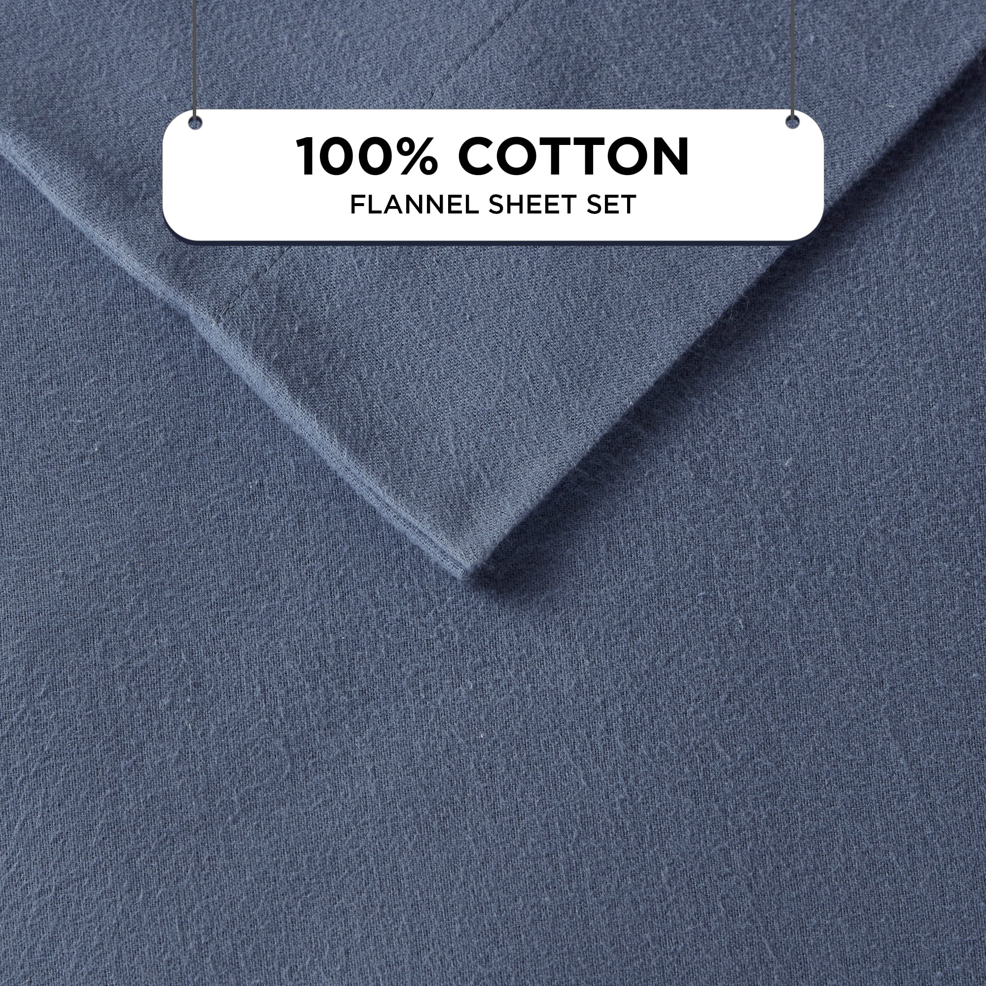 Regency Heights King Size Cotton Flannel Sheet Set, 4-Piece Flannel Bed Sheets King, 100% Cotton Bed Sheets Set with Deep Pocket, Blue Solid