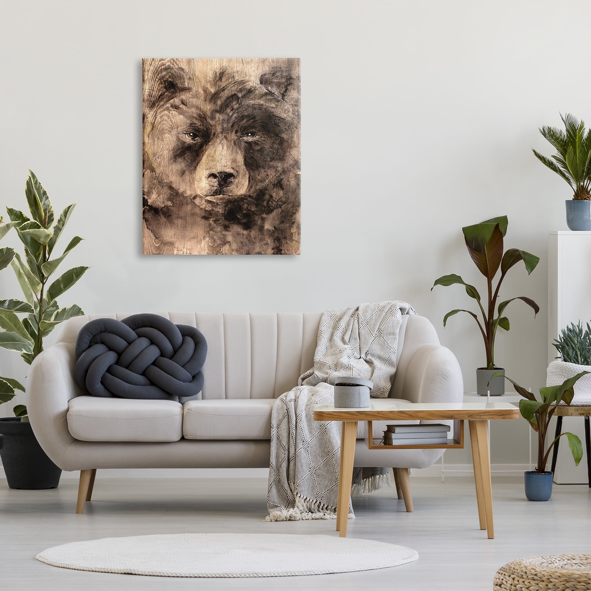 Stupell Industries Rustic Bear Portrait Animals & Insects Painting Gallery Wrapped Canvas Print Wall Art, 30 x 40
