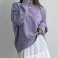 thumbnail image 5 of Yangnuo Fall Sweaters for Womens Ladies' Casual Solid Color Round Neck Long Sleeved Knitted Sweater Top, 5 of 5