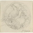 thumbnail image 2 of John Flaxman 15x15 Black Ornate Wood Framed Double Matted Museum Art Print Titled - Design for a Medal Representing Saint George and the Dragon, 2 of 5