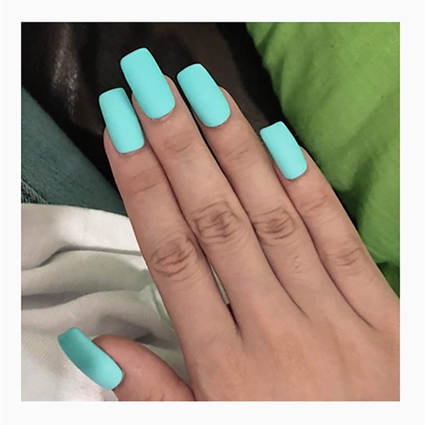 24pcs Matte Coffin False Nails Green Medium Ballerina Acrylic Full Cover Scrub Fake Nails Daily Party Prom Clip Press On Nail For Women And Girls Walmart Com Walmart Com