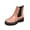 Pink, variant on Lug Sole Winter Shoes, Geometric Checkered Patchwork Chelsea Boots Casual Outdoor Strolling, Elastic Side Panel Lug Sole Footwear Holiday Travel Wearing, Chunky Platform Short Booties, Black 7