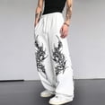 thumbnail image 2 of CONZONE Men's Baggy Sweatpants Gothic Wide Leg Pants for Men Trendy Elastic Waist Graphic Y2K Soft Streetwear Joggers With Pocket, 2 of 6
