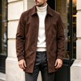 thumbnail image 5 of WIZUTIZ Men's Suede Mid Length Trench Coat Full Zip Stand Collar Jacket with Pockets Fall Winter Fashion Outerwear, 5 of 8