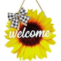 Sunflower Summer Welcome Door Hanger Sign for Front Door Decoration, 12Inch Spring Sunflower Welcome Wood Wreaths Door Hanging Farmhouse Porch Wall Decor Indoor Outdoor