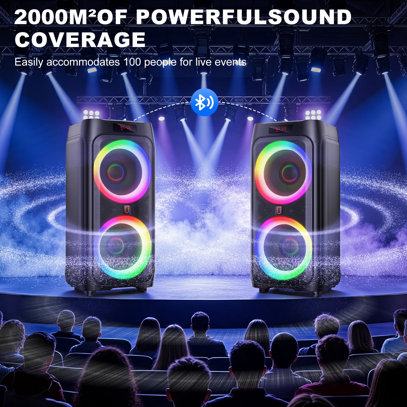 FanFun Karaoke Machine for Adult, Large Bluetooth Speaker with Wheels, Deep Bass Karaoke Party Speaker