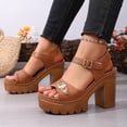 thumbnail image 6 of Viluyesy Womens Block Heeled Sandals, Adjustable Strap Open Toe Slingback Fashion Dressy Platform Shoes Brown US5.5, 6 of 9