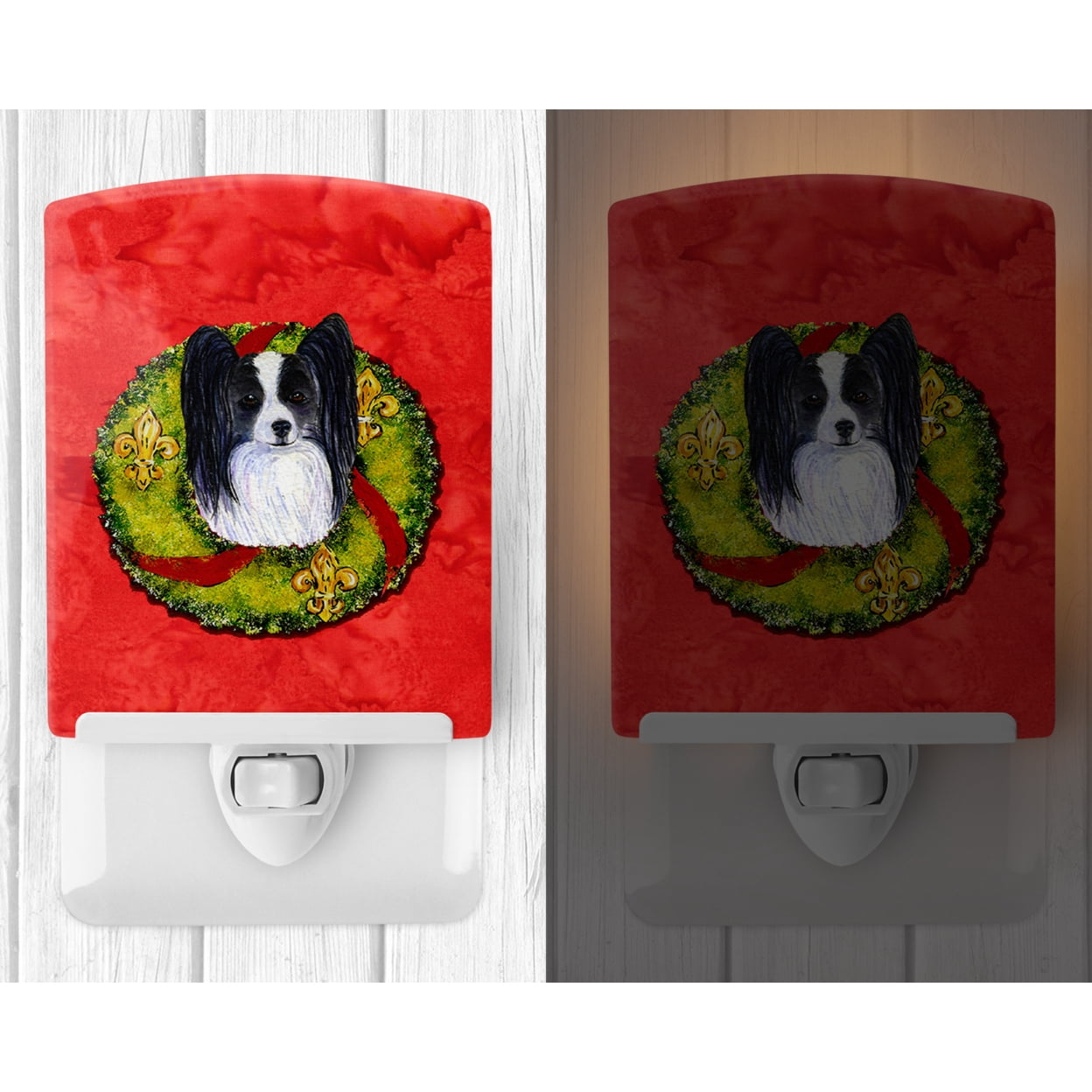 Papillon Cristmas Wreath Ceramic Night Light