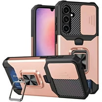 For Samsung Galaxy A26 Wallet Case with Ring Stand & Slide Camera Cover Back Credit Card Slot Holder, Military Grade Cover, XPM Phone Case [Rose Gold]