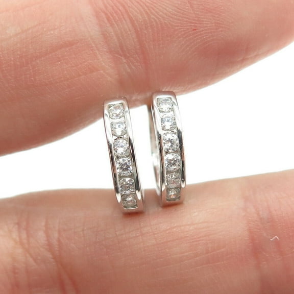 Attractive 925 Sterling Silver 1 Ct Round-Cut Lab Created Diamond Hoop Earrings