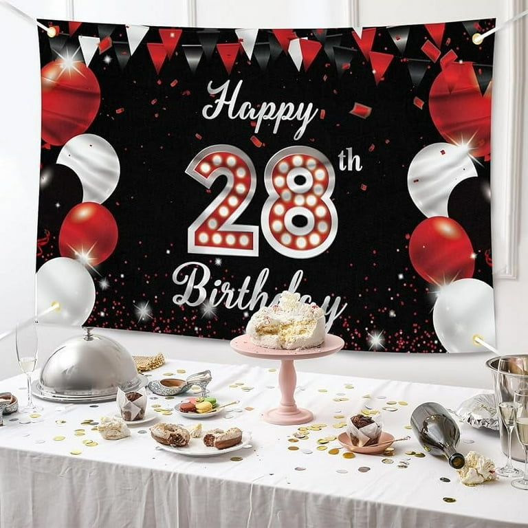 51st Birthday Banner Backdrop - 4x6ft Pink Purple Gold Party Decor With Hanging Strings